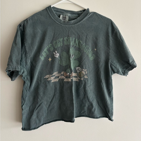 Tops - Let’s Get Shamrocked Green Cropped T-Shirt - Size: Medium